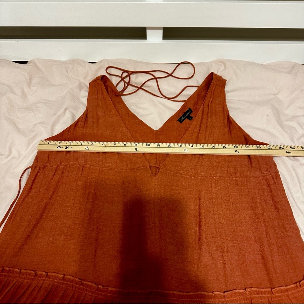 Babydoll Tiered Mini Dress Rust large - Picture 11 of 11